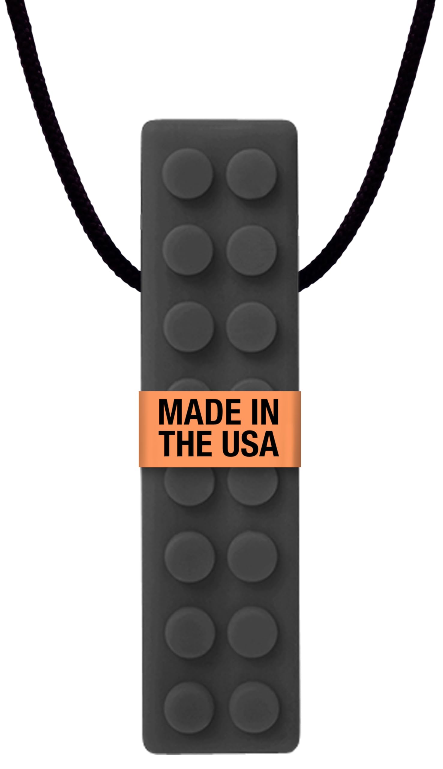 ARK Brick Stick, Chew Necklace for Sensory Kids and Adults, Oral and Hand Fidget for Autism, ADHD, SPD, Anxiety, Medical-Grade Textured Chew Necklace, XT, Medium Firm, Black