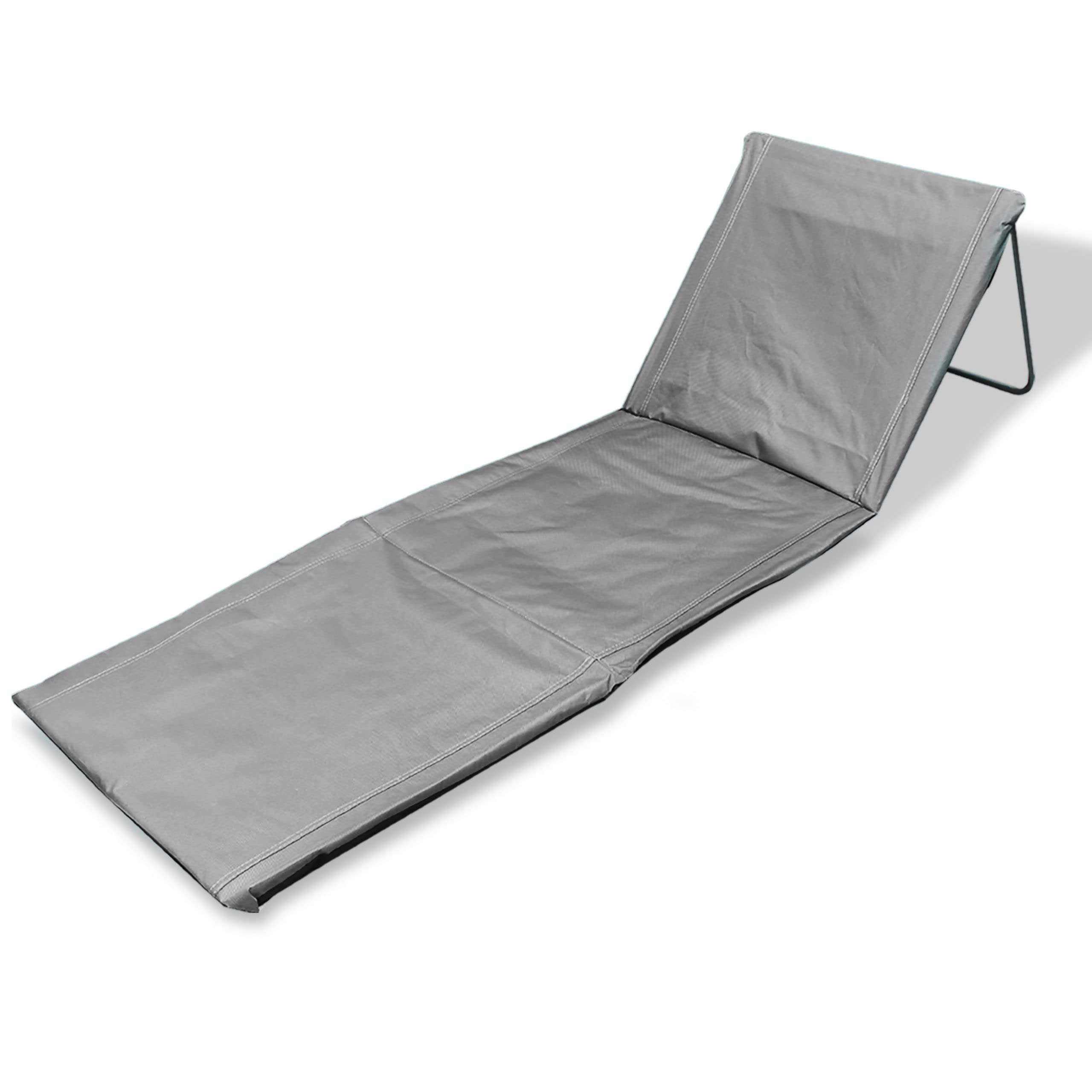 Acomoda Textil - Esterilla de Playa y Piscina Acolchada. Tumbona Plegable y Reclinable con Cojín y Bolsa. Tumbona Portátil Respaldo Ajustable 170x54x35 cm. (Gris, 1 Ud)