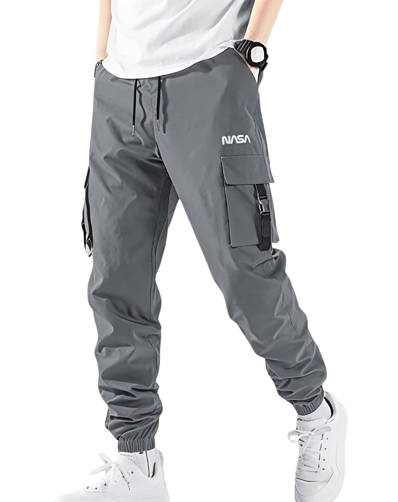 beauty bulk Men’s Lycra Cargo Track Pants | Stretchable Multi-Pocket Joggers with Printed Design | Regular Fit Casual Streetwear Pants-picture-49