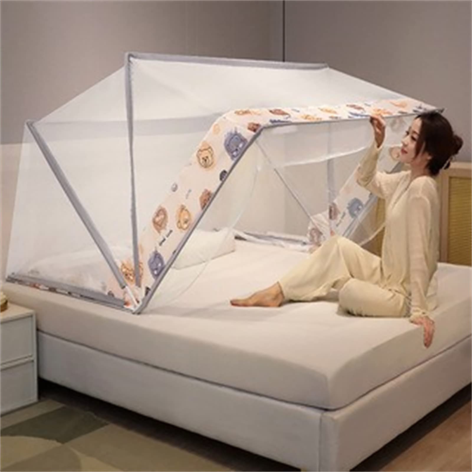Zanzariera Pieghevole, zanzariera a baldacchino per Letto a baldacchino Pieghevole per zanzariera da Campeggio Tende da Tenda Pop-up di Dimensioni Multiple per Letti Camera,C,135x190x80cm