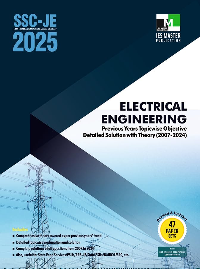 Image of SSCJE 2025 ELECTRICAL ENGINEERING PREVIOUS YEARS TOPICWISE OBJECTIVE DETAILED SOLUTION WITH THEORY