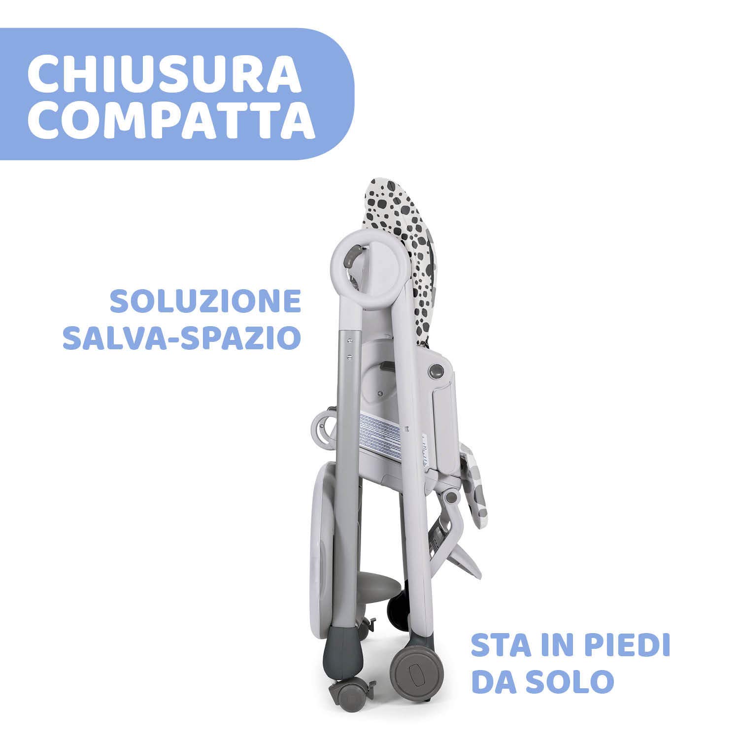 Chicco Polly Progres5 Seggiolone Pappa Regolabile per Bambini 0 Mesi, 3 Anni (15 kg), Trasformabile in Rialzo Sedia Bambini, Reclinabile a Sdraietta, con 4 Ruote e Chiusura Compatta, Anthracite