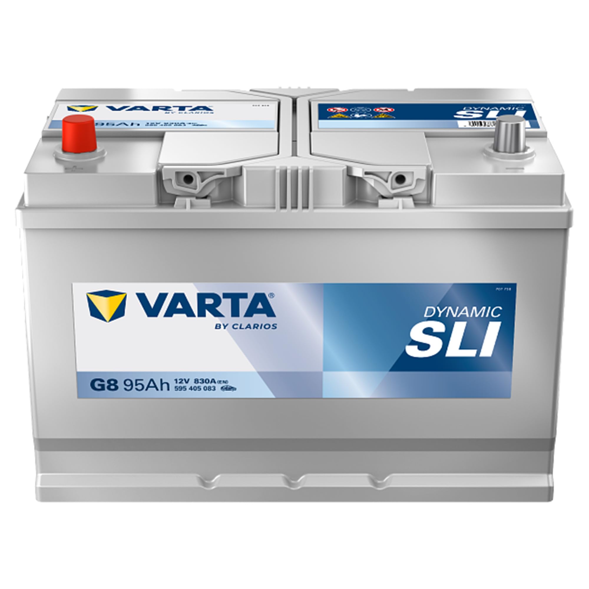VARTA Automotive DYNAMIC SLI (G8) 12V 95Ah 830A - Nassbatterie KFZ mit Standardausstattung & ohne Start-Stopp System - Starterbatterie für einfachen Energiebedarf - Bleisäurebatterie wartungsfrei