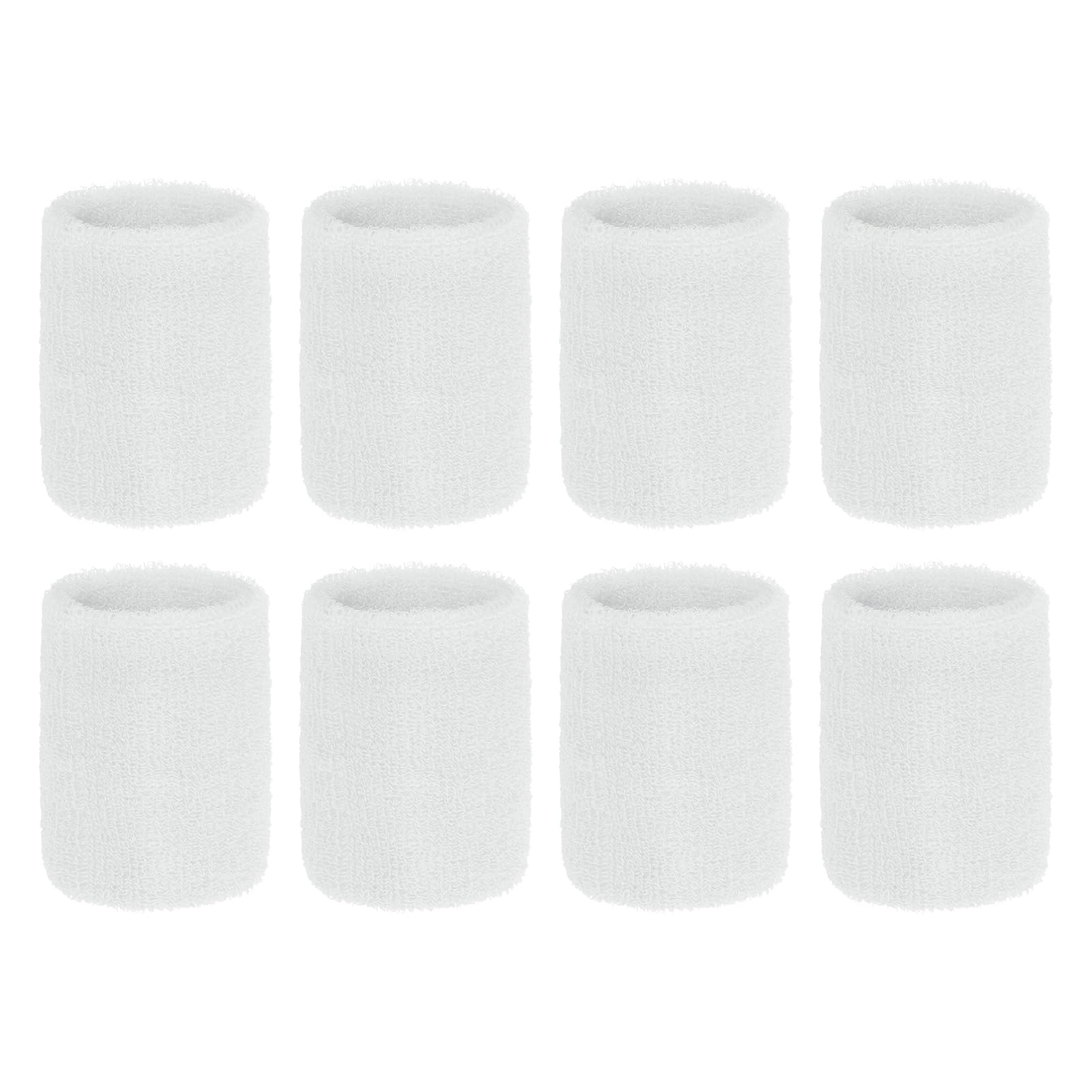 PATIKIL Wrist Sweatbands, 8Pack Sports Wristbands Sweatbands Wrist for Tennis Badminton Basketball Football White