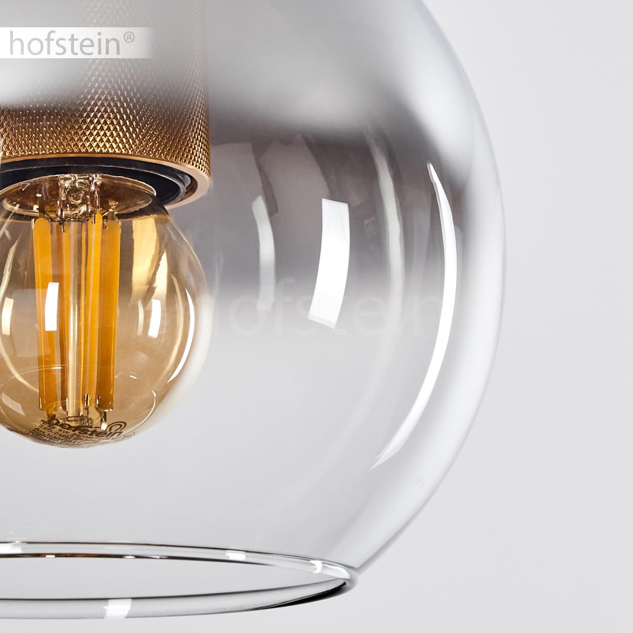Lampada a sospensione Koyoto, lampada a sospensione in metallo/vetro nei colori oro/fumo, lampada con paralume in vetro (Ø 15 cm), altezza massima 140 cm, 1 x E27, senza lampadina/e