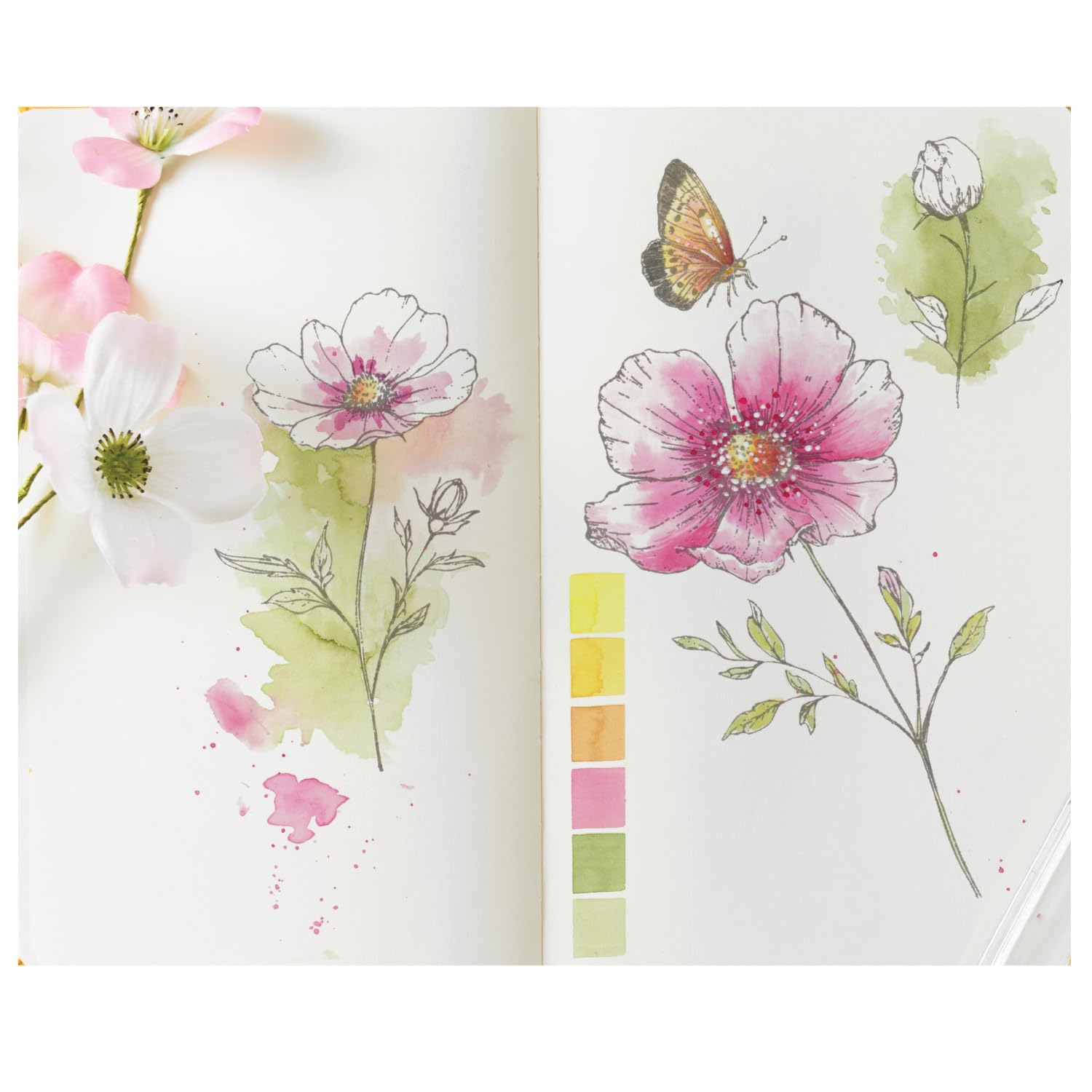 Sizzix Clear Rubber Stamp Set, Cosmo & Butterflies by Willow Wolfe, 10 Stamps