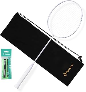 Badminton Racket Carbon Fiber Racquet, Professioanl Racket Badminton Set with Overgrip and Cover, Pro 4U Racket Lightweight for Outdoor Games, Gym, Competitions