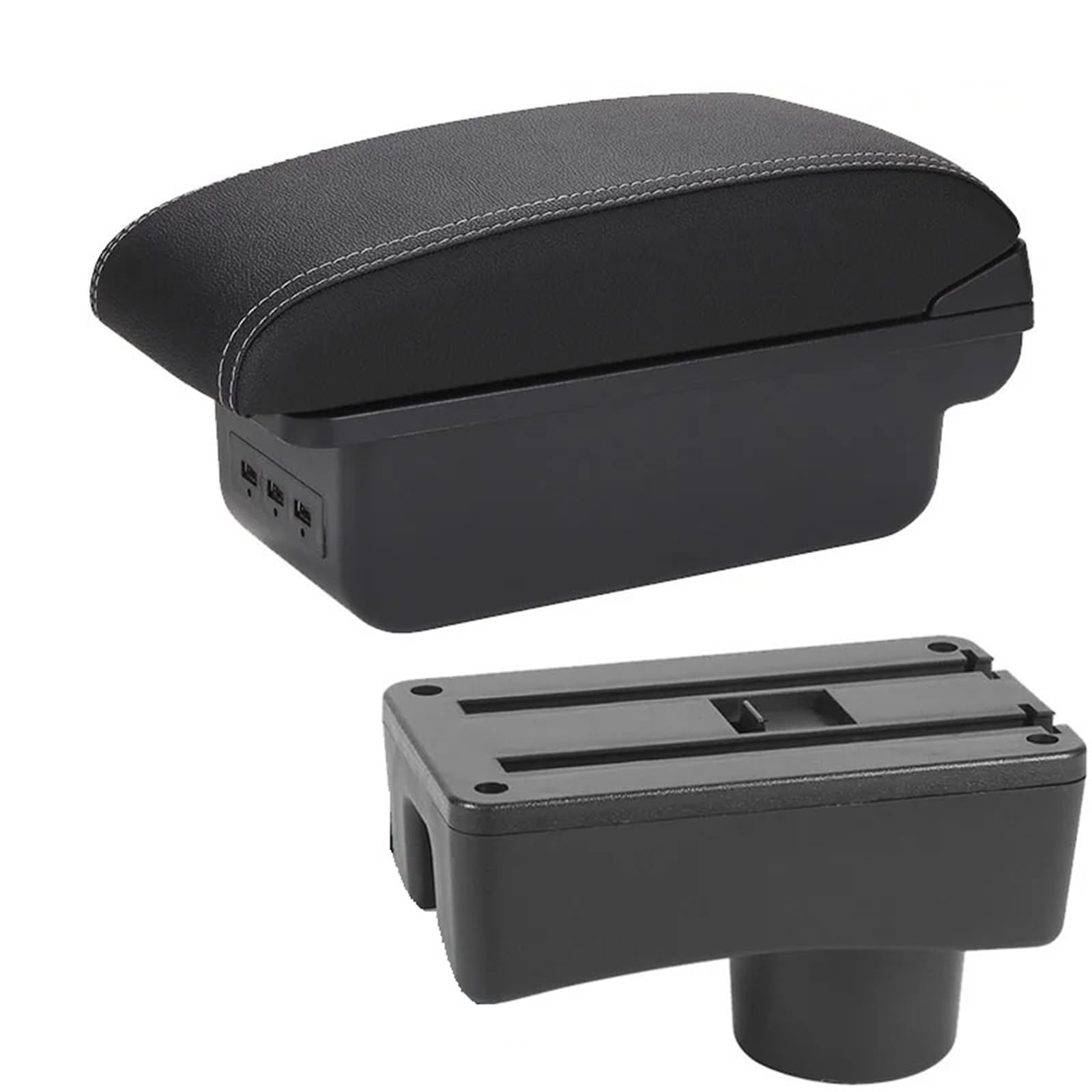 Hguvsjd Armrest Box For Hyundai For Accent For Tagaz Armrest Interior Parts Details Center Storage Box Accessories Car Armrests(B Black white 3USB)