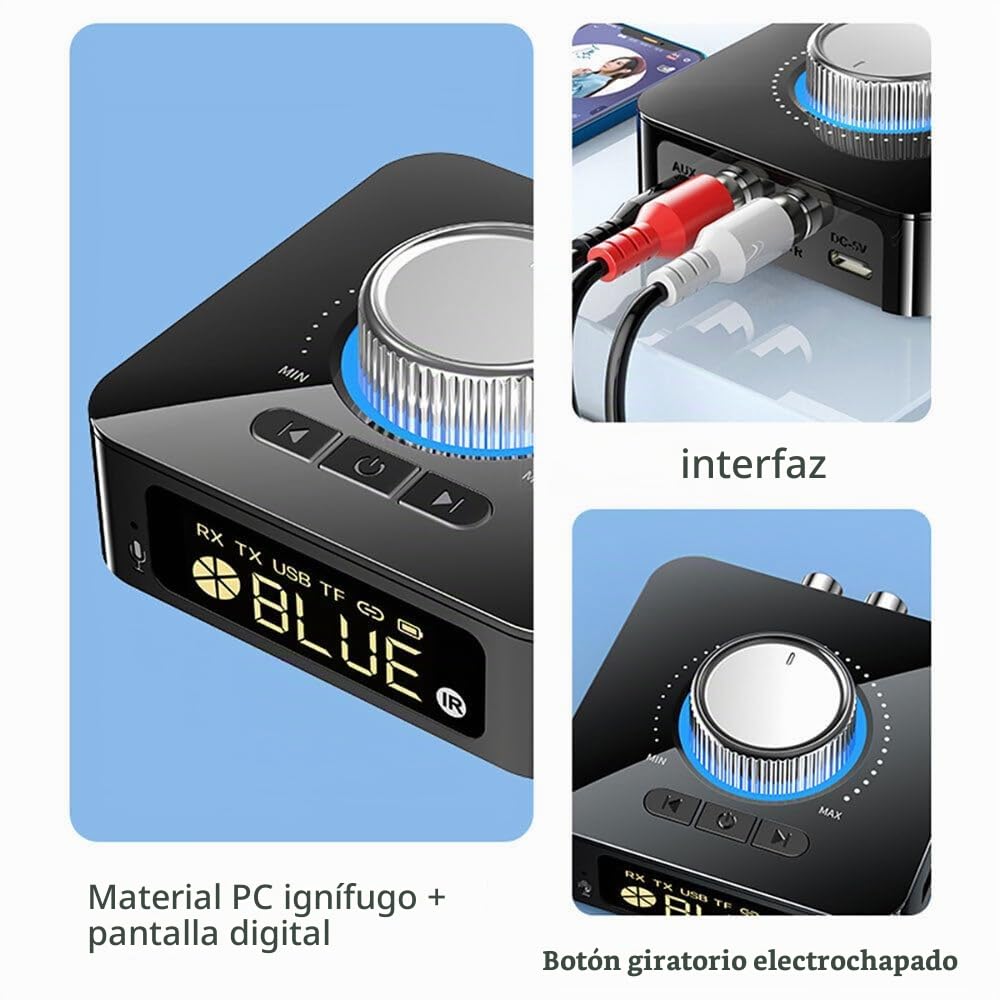 DollaTek Adaptador de Audio inalámbrico 2 en 1 Compatible con Bluetooth Transmisor Receptor liviano para TV PC Conexión estéreo Altavoz Auriculares