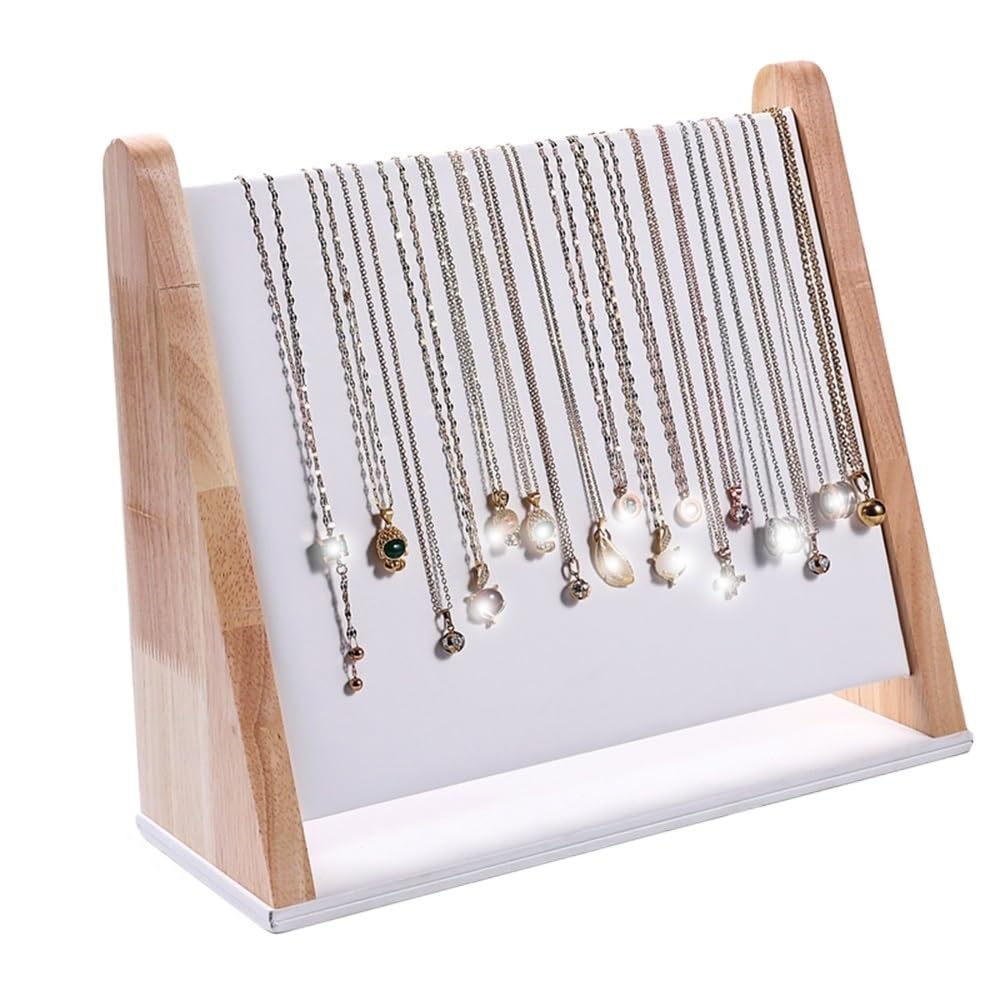 FAJNUZI2024 Jewellery Display Stand Wooden Jewelry Display Stand with Velvet Layer for Necklaces- Multiple Colors Available(Beige)