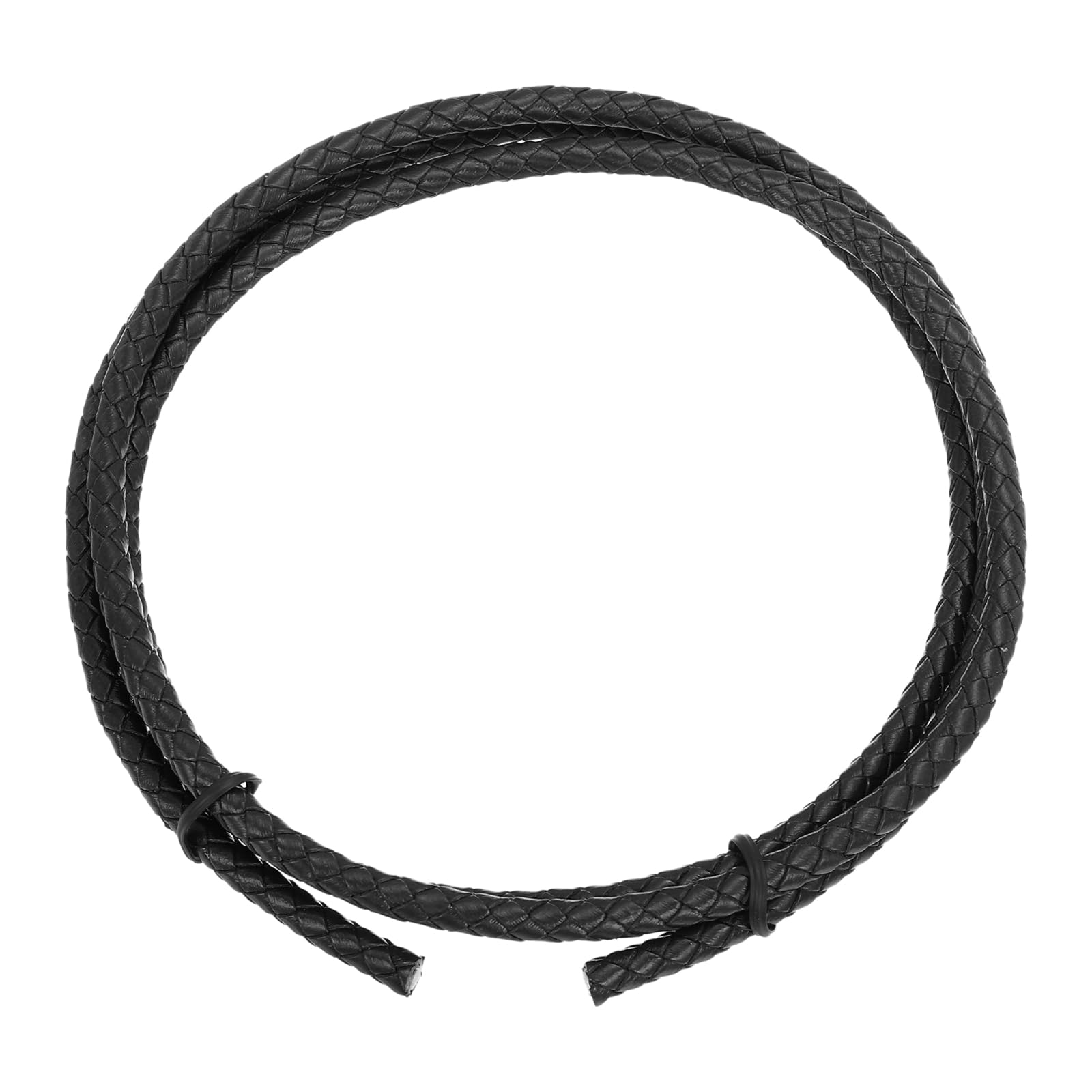 sourcing map 1.1 Yards Bolo Tie Cord 6mm Diameter Round Braided Leather Strip 1 Meter Long for Bracelet Necklace Beading, Black โ image 1