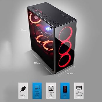 Amazon.com: HDYD Gaming Case,Mid-Tower PC Gaming Case ATX/M
