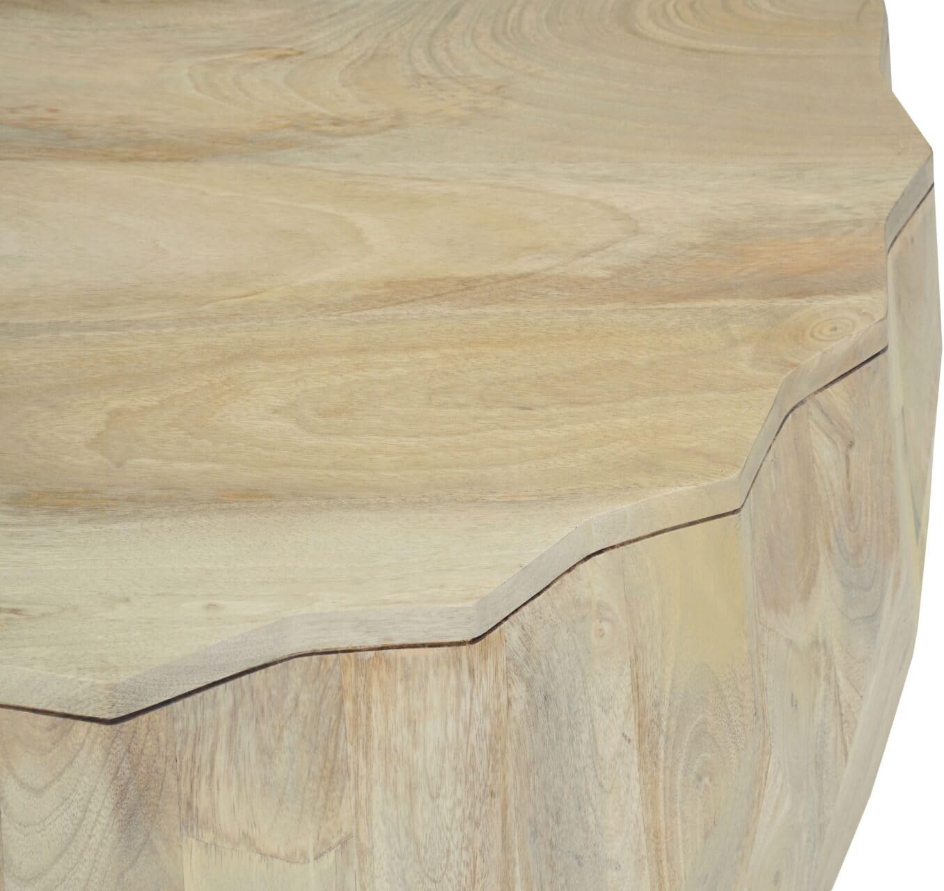 Carolina Chair & Table 30" Diamond Carved Round Mango Wood Coffee Table - Elegant Cylindrical Base - Modern Home Decor Furniture for Bedroom, Living Room, Dining (Natural)