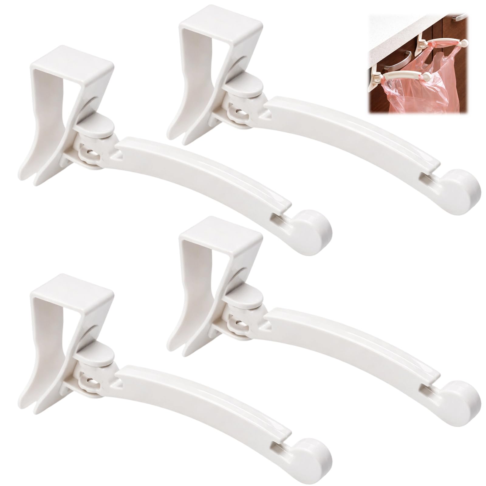 キッチン ごみ袋ホルダー ゴミ袋ハンガー 4個セット ゴミ箱 フック レジ袋ホルダー レジ袋ハンガー キッチン収納 省スペース 頑丈設計 工具不要 ずれ落ち防止 コンパクトサイズ 多シーン活用