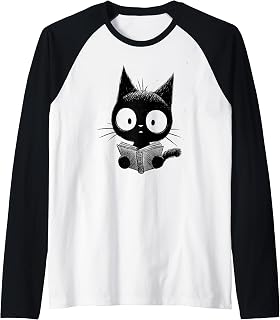 Cute Reading Cat Book Lover Cat Reader Raglan Baseball Tee