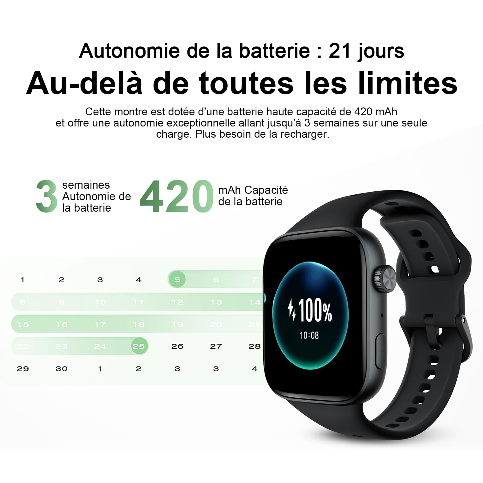 HONOR Watch X5i Smartwatch, 1.97" AMOLED Écran Montre Connectée avec Appels Bluetooth, Autonomie 21 Jours, Surveillance Cardiaque & SpO2 24/7, 109 Modes Sport, Étanche 10M (White)