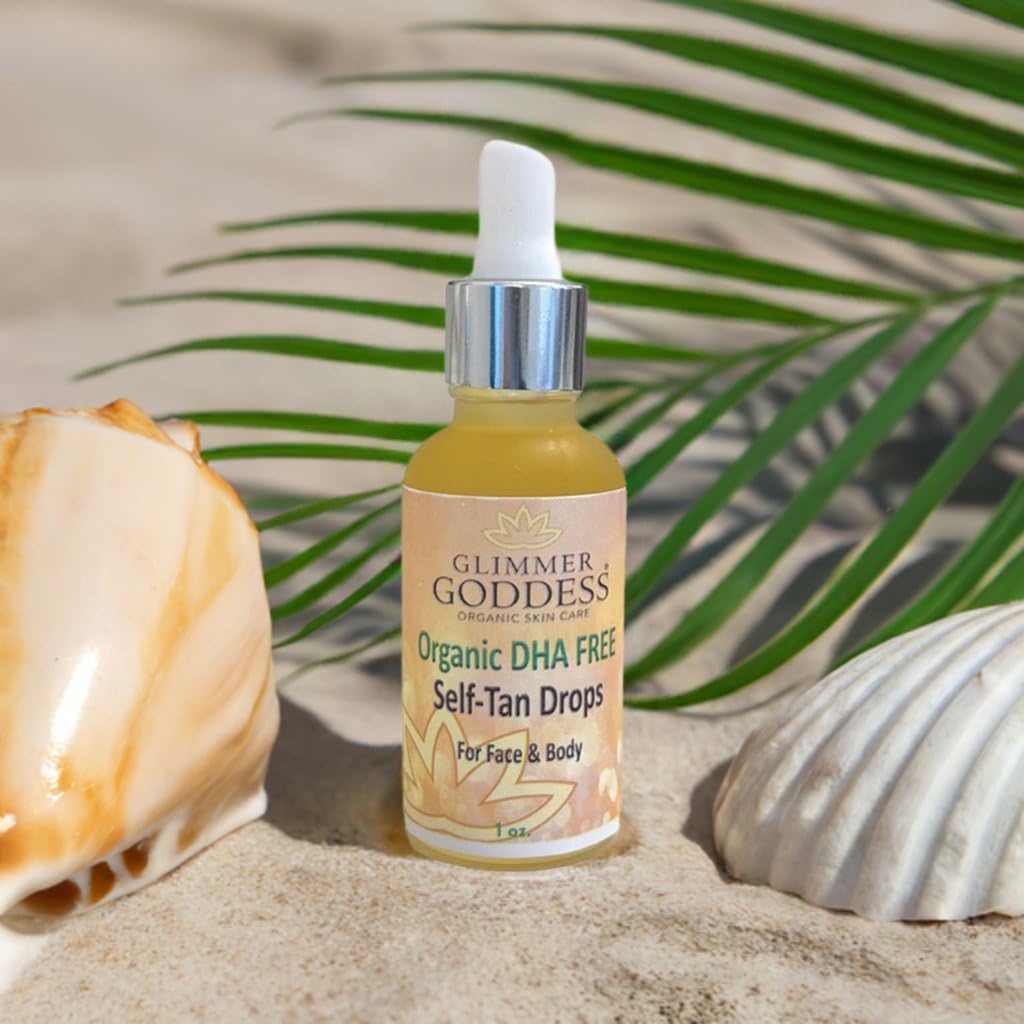 Glimmer Goddess Organic DHA-Free Self Tanning Drops, Unscented, 1 oz., Natural Gradual Tan, Vegan, Organic Ingredients, Hydrating Oils, Paraben-Free, Sulfate-Free - Image 8