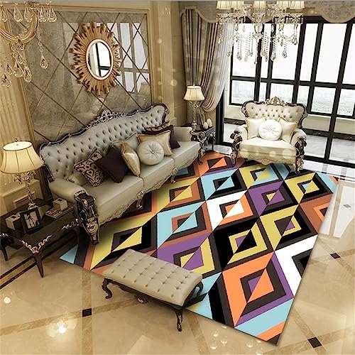 Tapis rectangulaire 180x250cm orange au motif abstrait premium - 2