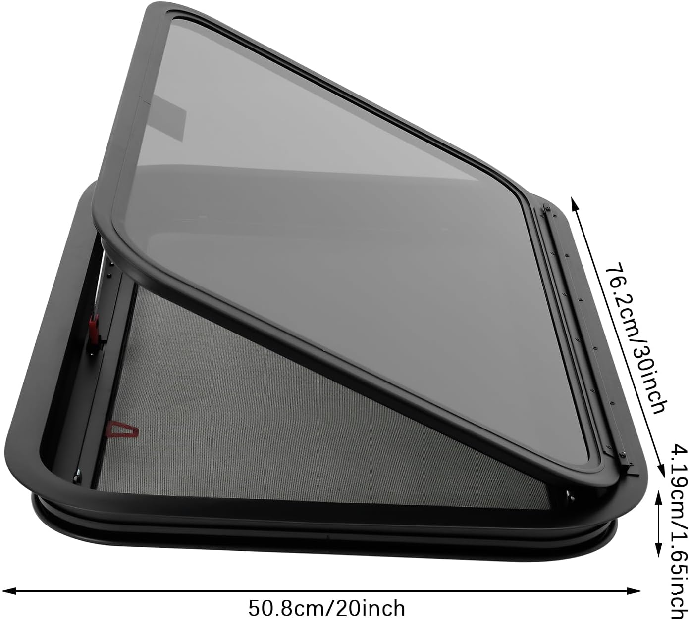 RV Exit Window Replacement, Camper RV Emergency Window 30" W x 20" H, Ultra Thick Tempered Glass Camper Emergency Panel with Practical Ring for Cargo Trailer Camper Van Truck(30inx20in)