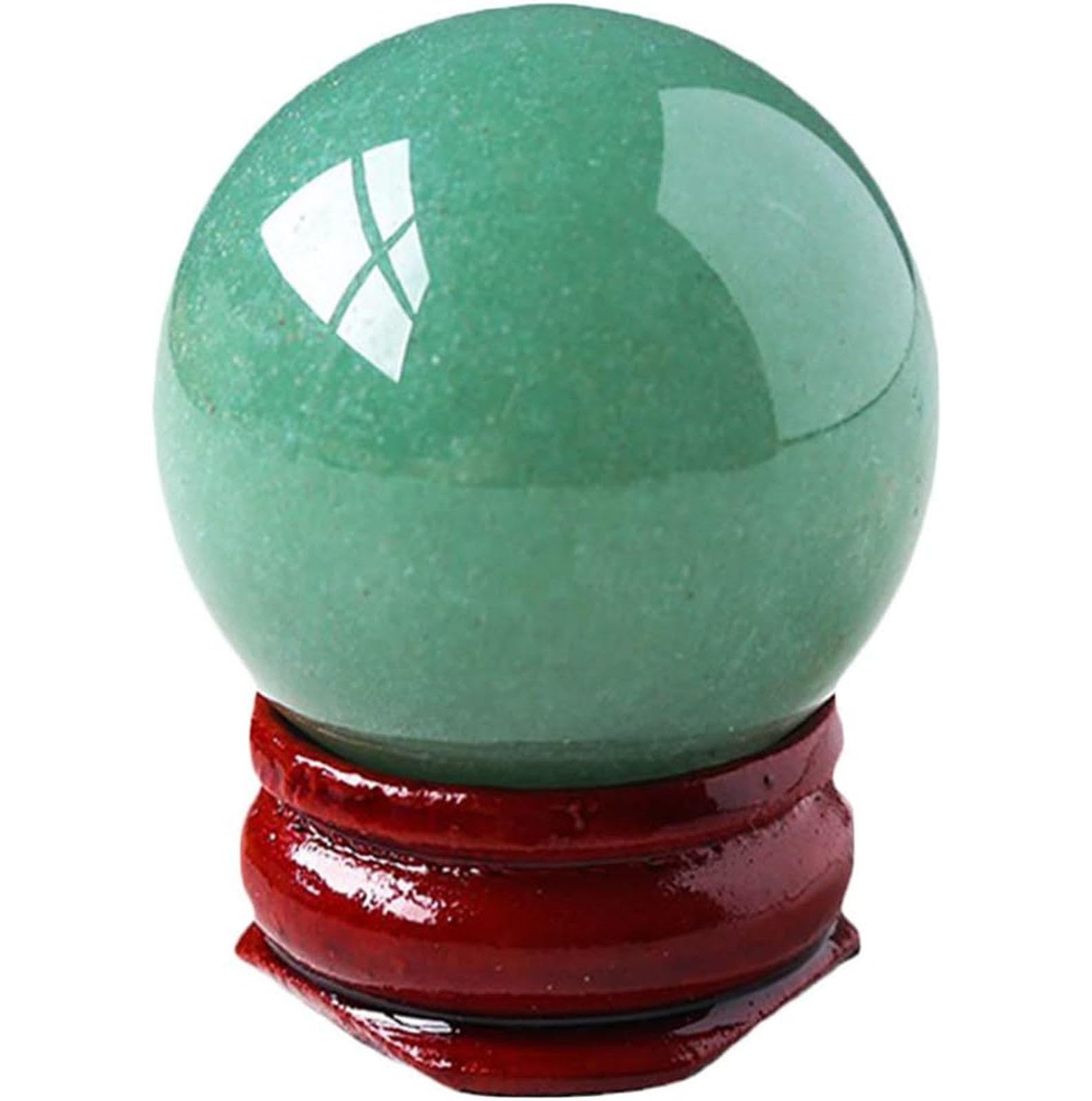DPURPIWADY Crystal Ball Green Sphere with Stand Sculpture Fengshui Ornament for and Home Office Decor,30mm