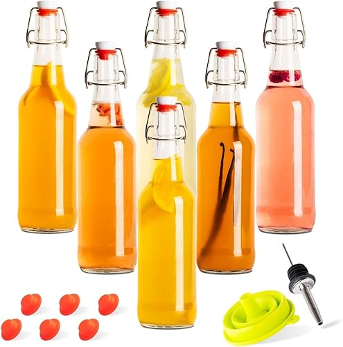 Botellas de Kombucha, botellas de vidrio con tapa oscilante para Kombucha, cerveza, kiefer, limoncillo, vainilla, 16 onzas, botella estilo Grolsch