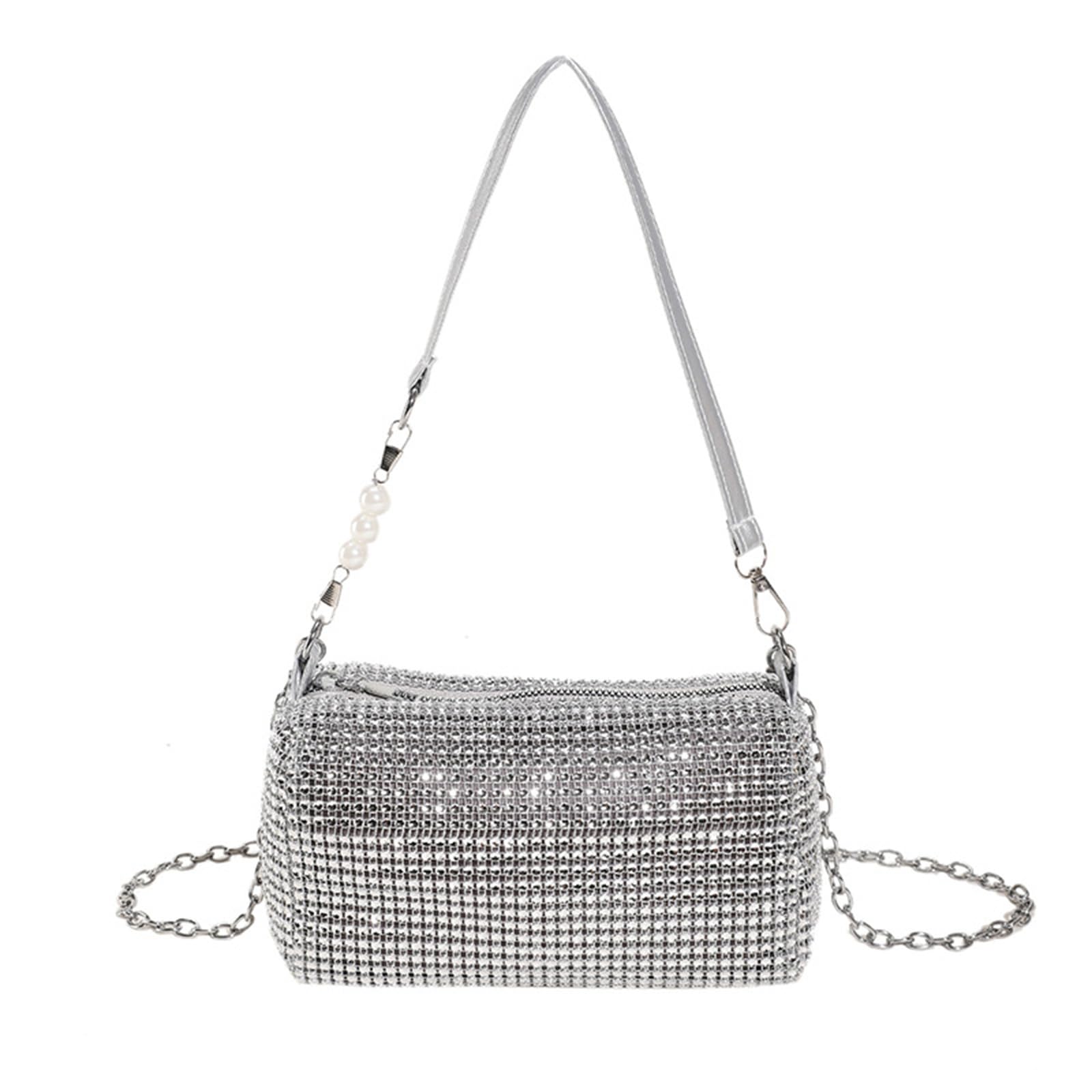 Sac Soirée Argenté Femme Pochette à Bandoulière Pailleté Avec Thé Parfumé