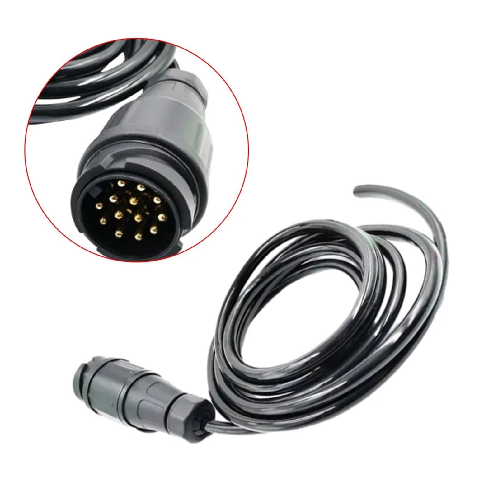 12V 13-pinowa wtyczka Okablowanie przyczepy TPU i nylon czarny do złącza ciężarówki Holowanie z okrągłym otworem