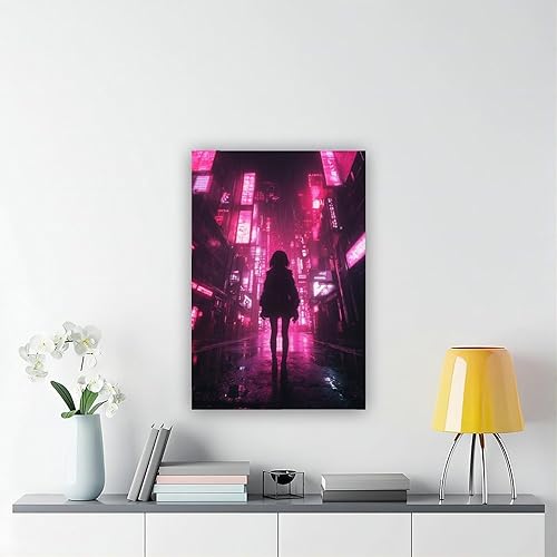 Miniatura 6 de Arte de pared retro de anime Vaporwave - Impresión de paisaje urbano de neón - Póster Cyberpunk Noir para dormitorio o estudio, decoración de pared