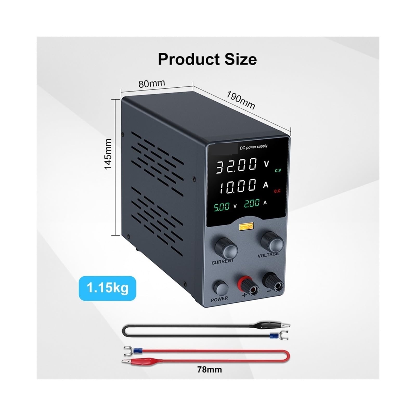 fuente de alimentación CC variable, Fuente De Alimentación CC 30V, 5A, 10A, Pantalla USB Ajustable, Fuentes Laboratorio, Regulador Voltaje 60V, 120V, 3A, Anodizado Metal(GA605H)