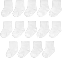 Fruit of the Loom Baby 14-Pack Grow & Fit Flex Zones Stretch Cotton Socks - Unisex for Girls & Boys, Non-Skid Grip