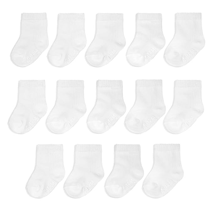 Baby 14-Pack Grow & Fit Flex Zones Cotton Stretch Socks - Unisex, Girls, Boys