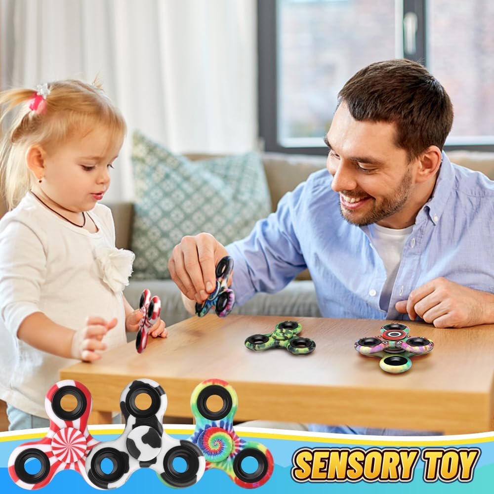 10 Pack Fidget Spinner Bulk für Kind Erwachsene Weihnachtsstrumpf Füller Geschenk, Metall Tri-Spinner Fidget Spielzeug Durable Hand Spinner für Stress Relief, Party Favors Supplies Bag Stuffers