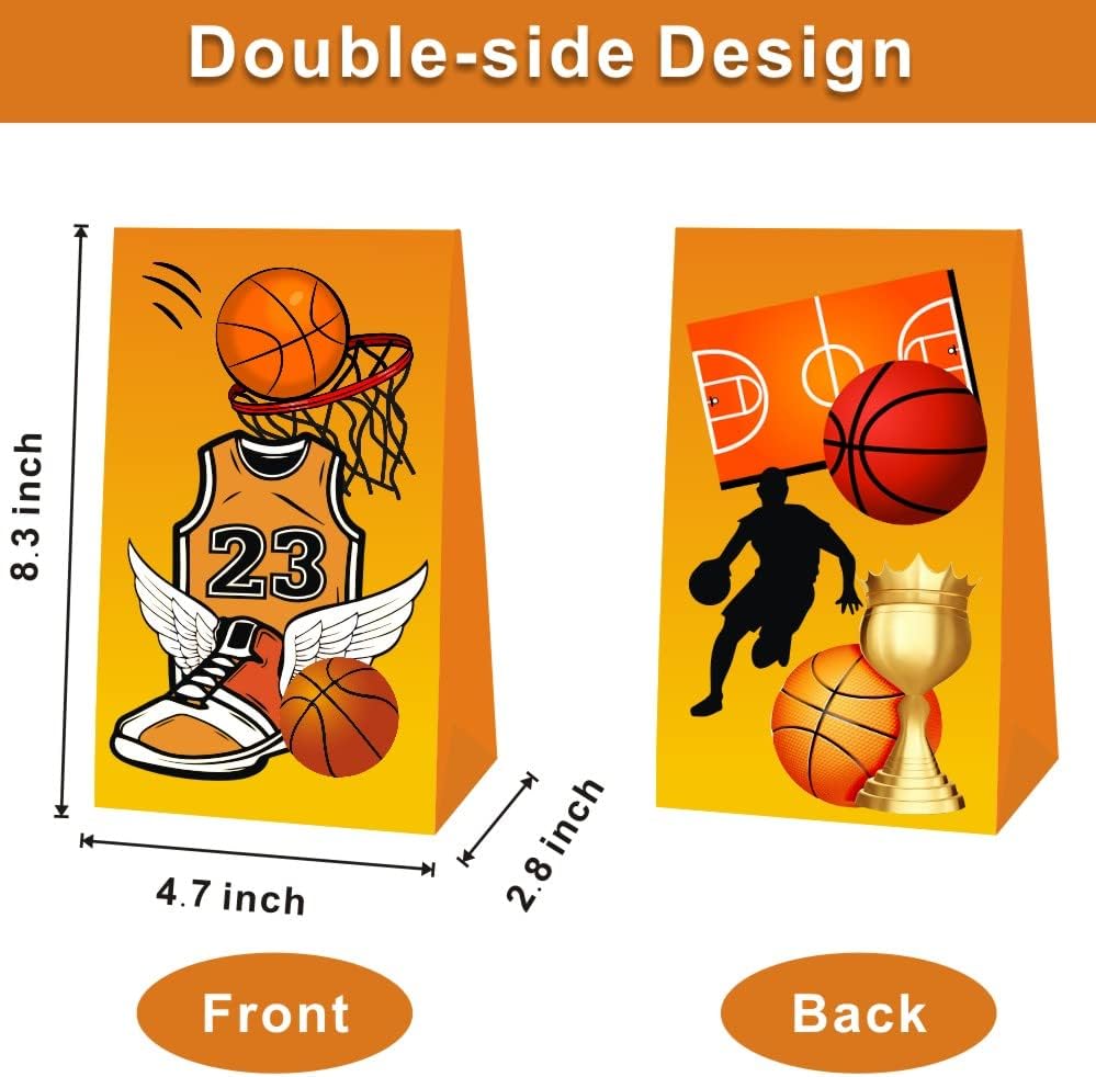 Miniatura 2 de BNFUO 12 bolsas de regalo de fiesta de baloncesto para decoración de fiesta de cumpleaños temática deportiva