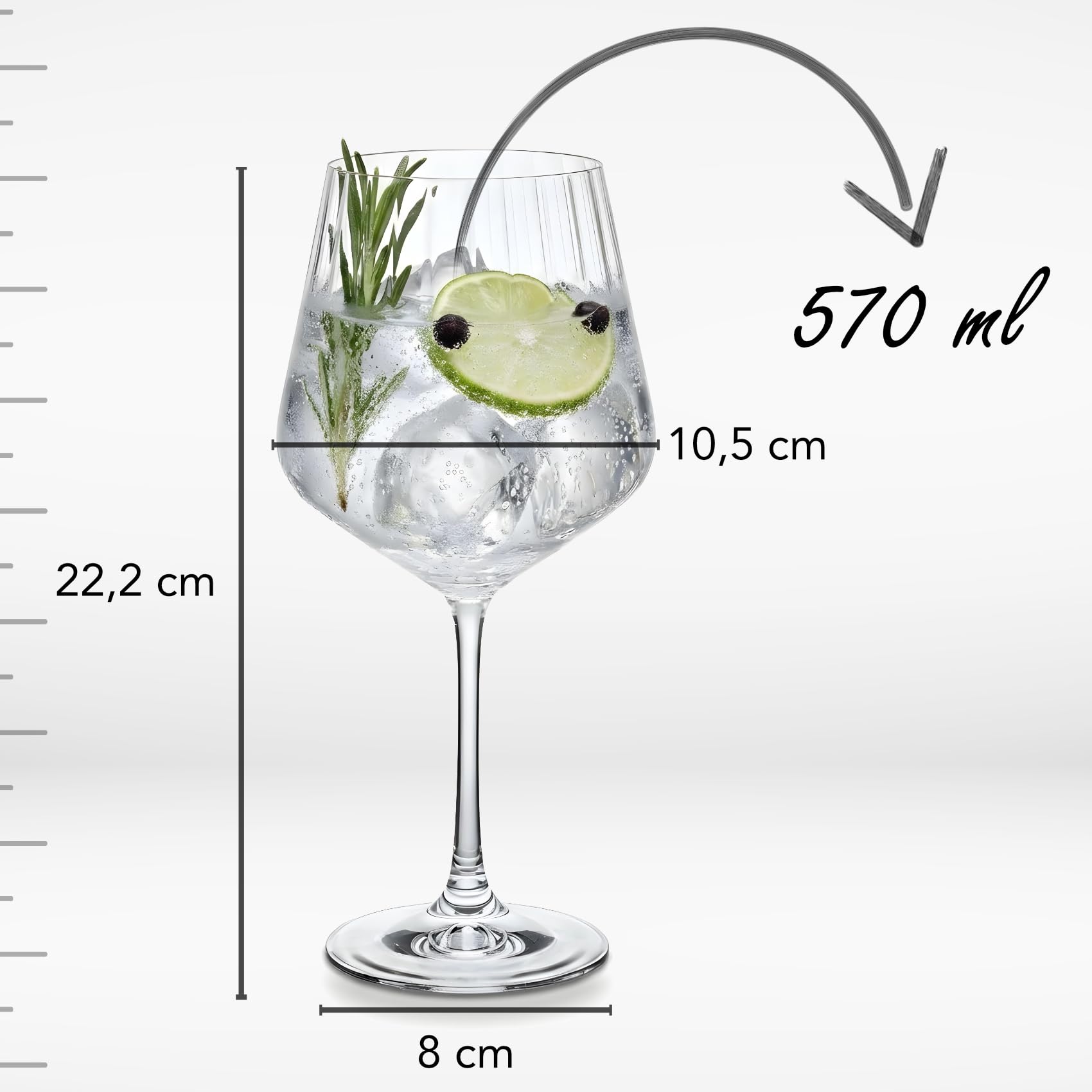 Bicchieri Gin Tonic, 4pz, 57cl, vetro, cristallino, resistente, Aperitivo, Cocktail