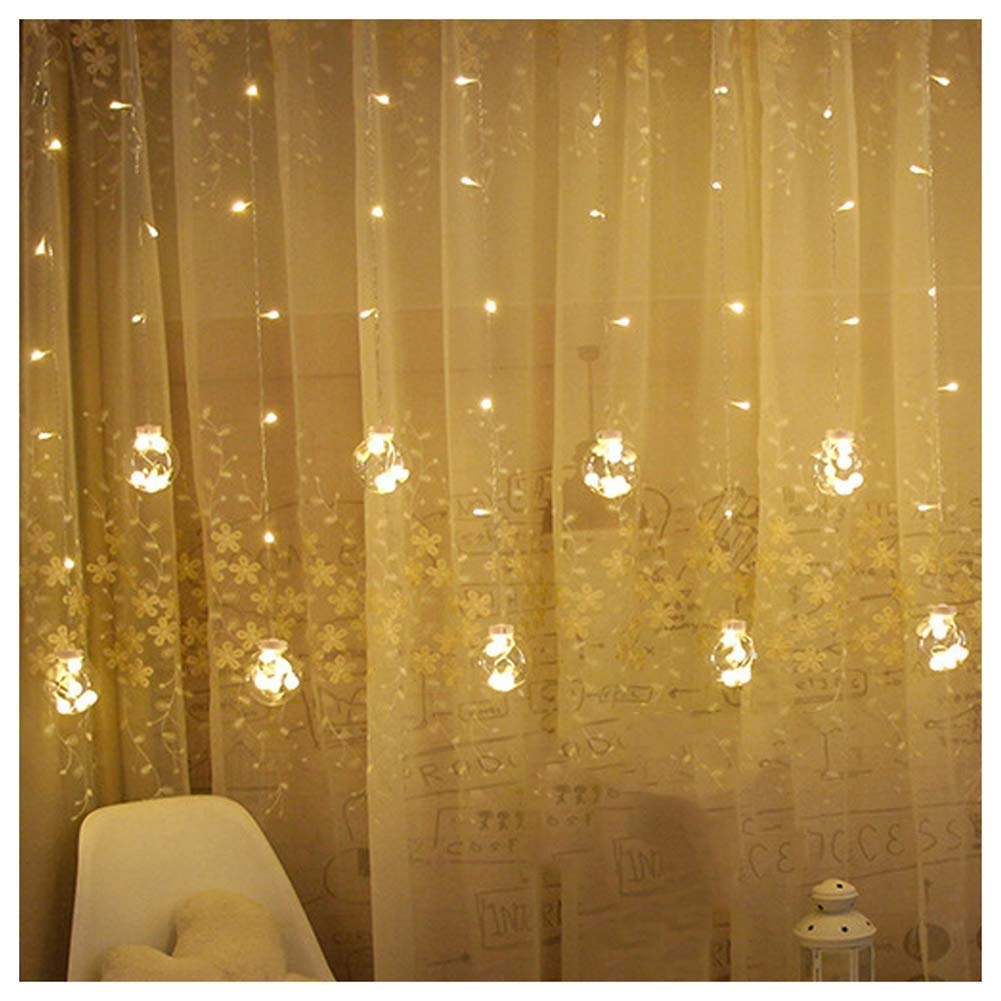 Lumières de rideau, 12 étoiles 138pcs LED Lumières de fenêtre étoiles avec 8 modes alimenté par batterie Rideau d'étoile pour Noël/Halloween/Fête (warm White)