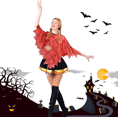 Miniatura 8 de Juego de 5 piezas de disfraz de espantapájaros, incluye sombrero de espantapájaros, rafia, espantapájaros, pajilla, kit para Halloween, cosecha,