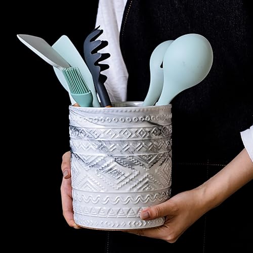 Miniatura 4 de Yundu Soporte para utensilios de cocina de mármol de cerámica gris para encimera, vajilla para decoración del hogar