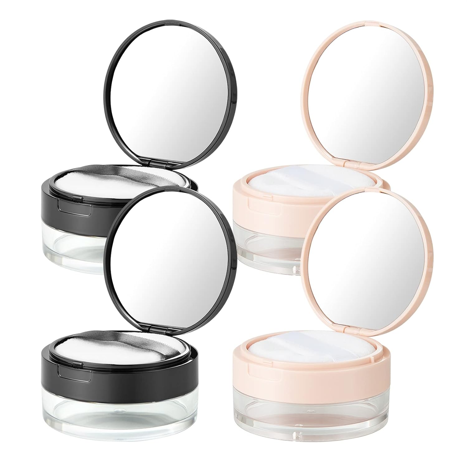 Empty Makeup Powder Container Case, YEAJOIN 4PCS Refillable Powder Bottle Cosmetic Box Compact Storage Jars with Sifter, Sponge Powder Puff, Mirror for Travel : Beauty & Personal Care