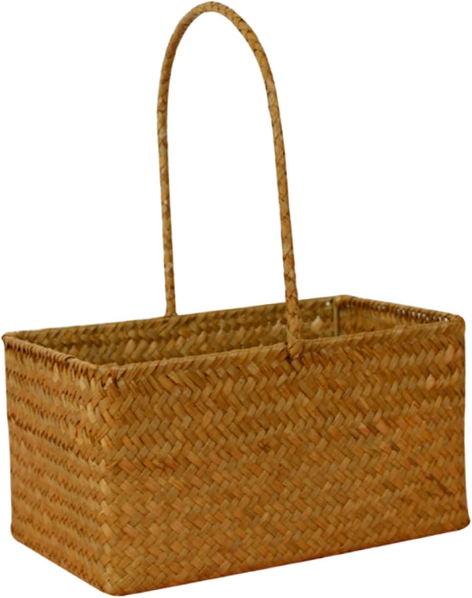 Wicker Woven Flower Basket Portable Handheld Basket for Weddings