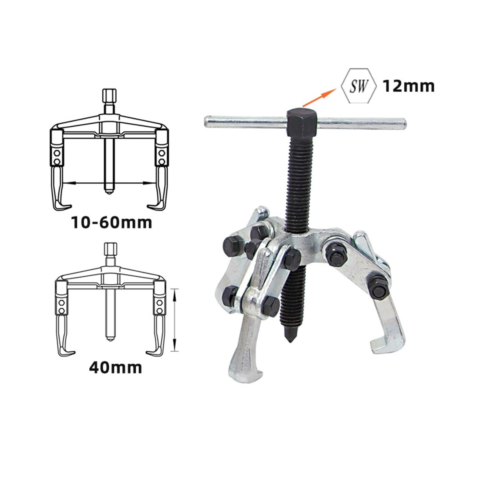 Estrattore for cuscinetti for carichi pesanti Macchina for la rimozione di utensili for riparazione auto for ingranaggi a ganascia for forgiatura regolabile(3 Jaw 10-65mm)