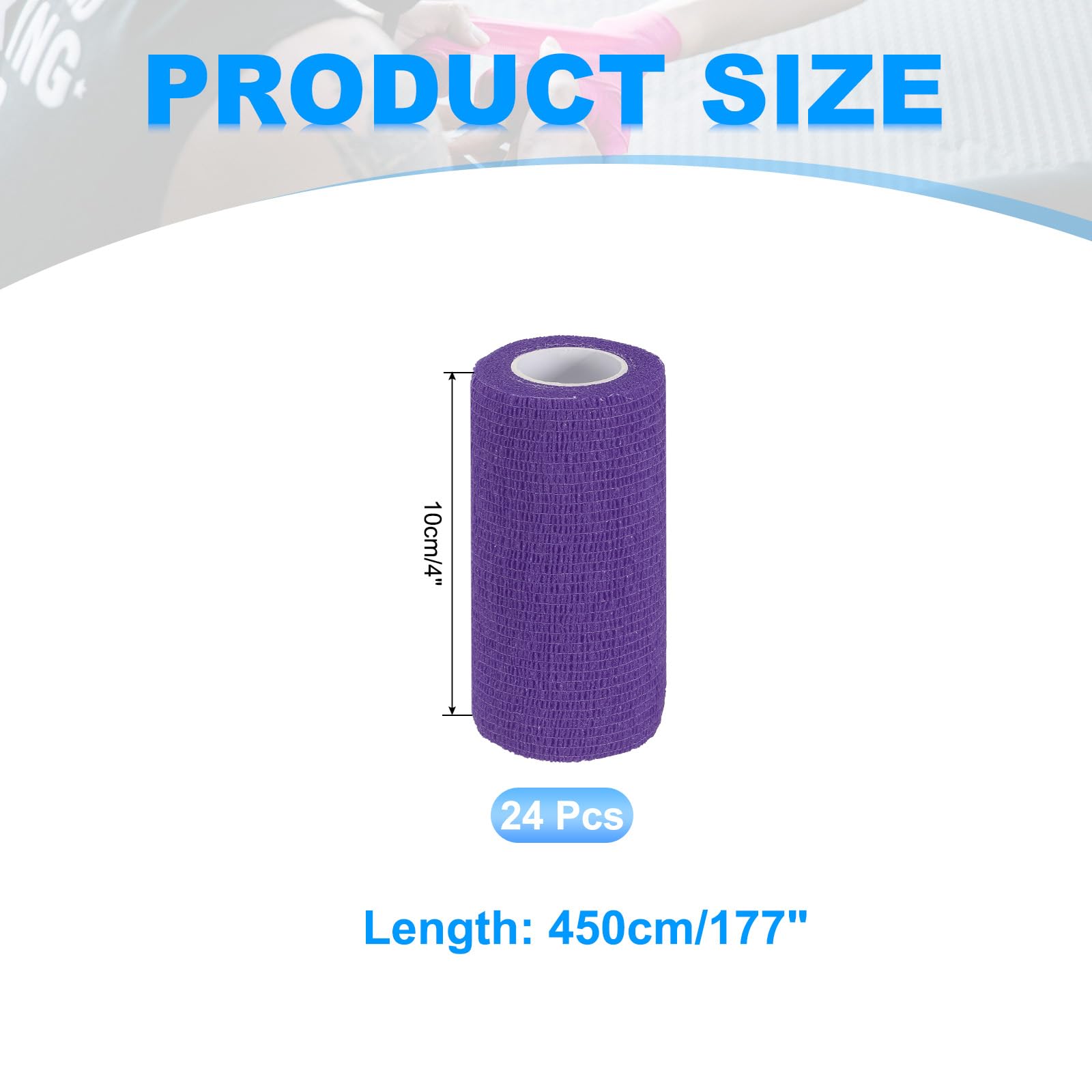 PATIKIL Venda Autoadhesiva 177" X 4" 24 Pcs Cinta Elástica Autoadherente Transpirable para Deportes Muñeca Tobillo Cinta Exterior Color Púrpura Oscuro