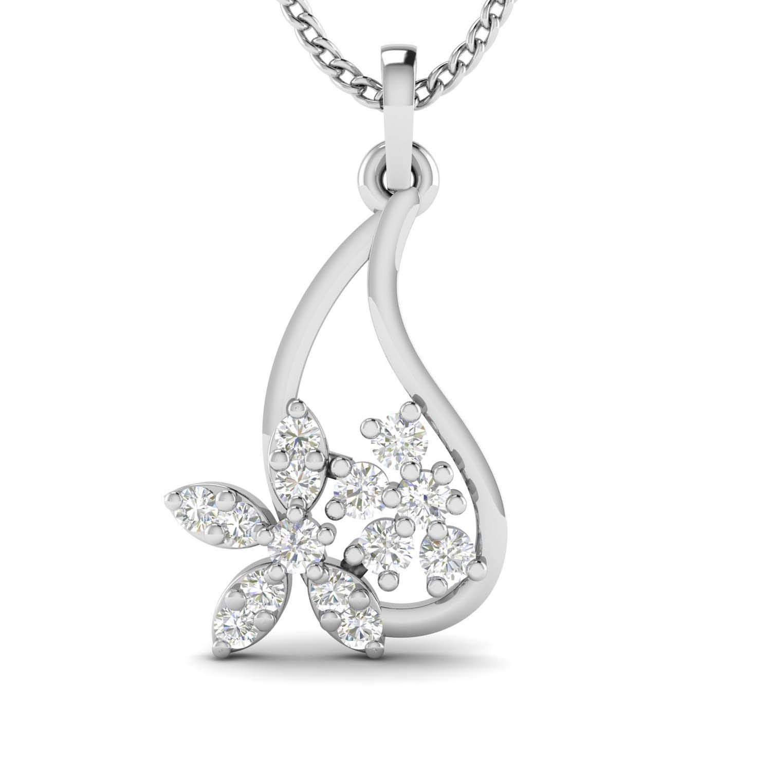 avsar 18k (750) White Gold and Diamond Pendant for Women-picture-31