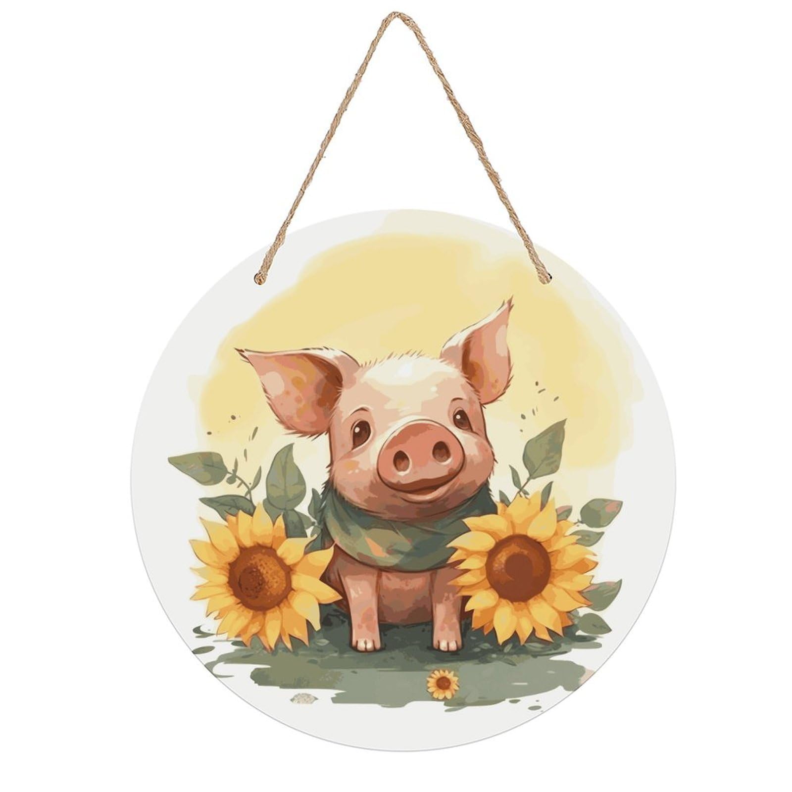 Adfgyerh Style Smiling (28) Room Decor，Round Wooden Board Painting，Wall Art，Easy To Hang，Wall Decor ，Suitable For Homes, Offices, Holidays, Bars, Cafes, And Other Venues.