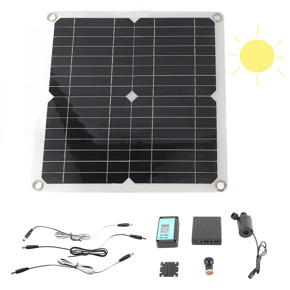 Pompa per fontana solare e kit pannello solare Kit pompa per acqua solare Pannello solare da 50 W Pompa per fontana da 22 W con scatola batteria Controller di