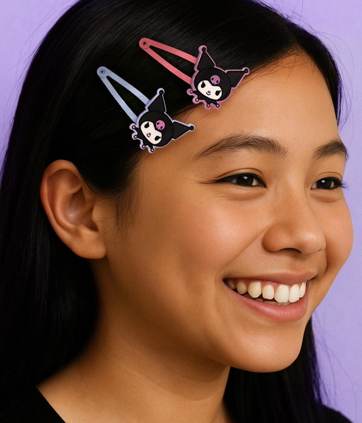 Pince Cheveux Nœud Grande Taille Joy Toy Kuromi Lot De 4 Barrettes à Cheveux Dans Un Coffret Cadeau 9 X 1,5 X 14 Cm Pince Cheveux Kuromi Nœud Coffret Cadeau