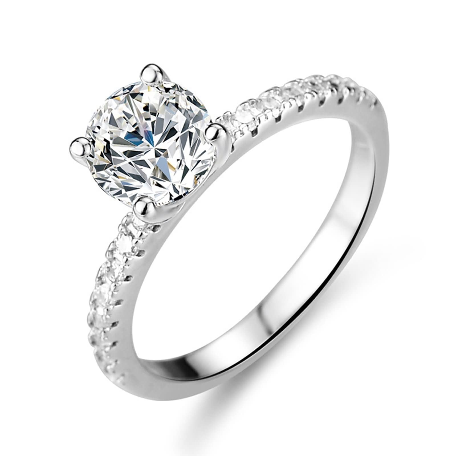 Pierścionek zaręczynowy, platyna, 3 ct, Moissanit Eternity, obrączka damska, obrączka ślubna, platyna 950, rozmiar 58 (18,5)