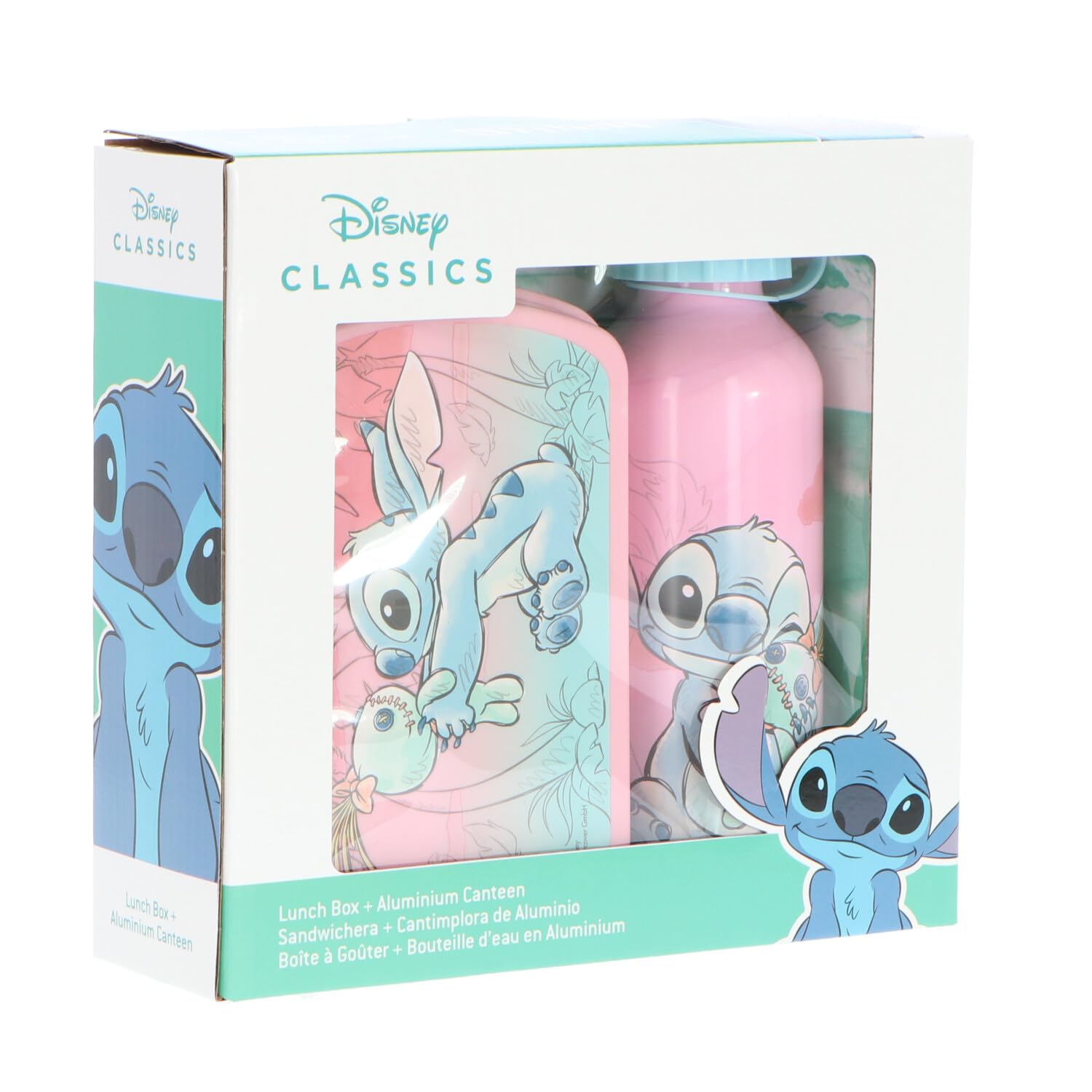 Disney Set per Il Pane – Contenitore per Il Pranzo e Bottiglia 400 ml, Stitch