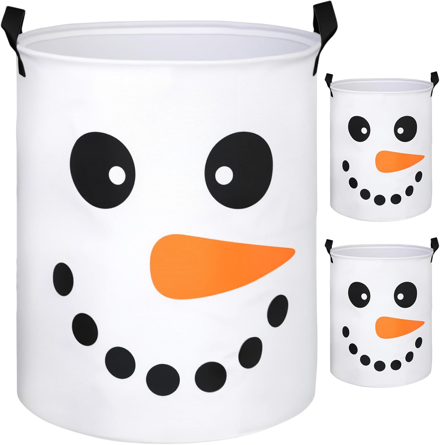 Havawish 2 Pcs Winter Snowman Collapsible Laundry Baskets Oxford Cloth Snowman Game Laundry Hamper with Handle Storage Bin for Dirty Clothes Toys Blankets in Living Room Bathroom Laundrys Room Decor