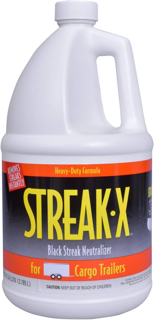 RVTECH Streak-X Cargo + Enclosed Trailers Instant RV Black Streak Remover - Race Hauler Stain Smoke Soot Bird Dropping Sap Brake Dust Tar Pro-Strength Cleaner Wash | 1 Gallon