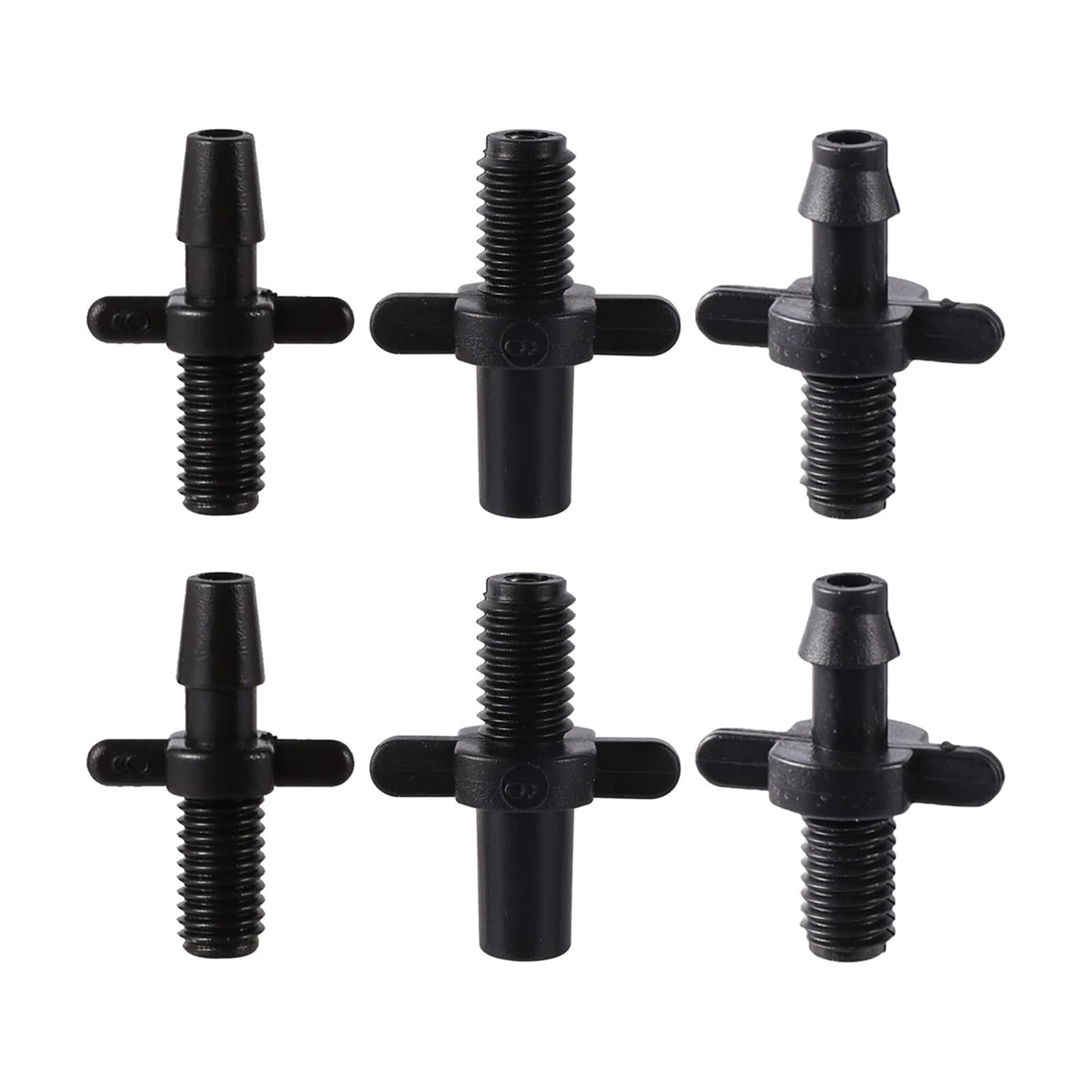 Tazyyzuu One Color 50Pcs 3/5Mm 4/7Mm Barb To 5Mm 6Mm Thread Black Joint 1/4" Hose Connector Garden Irrigation Water Fittings(6Mm Flat-6Mm Thread)